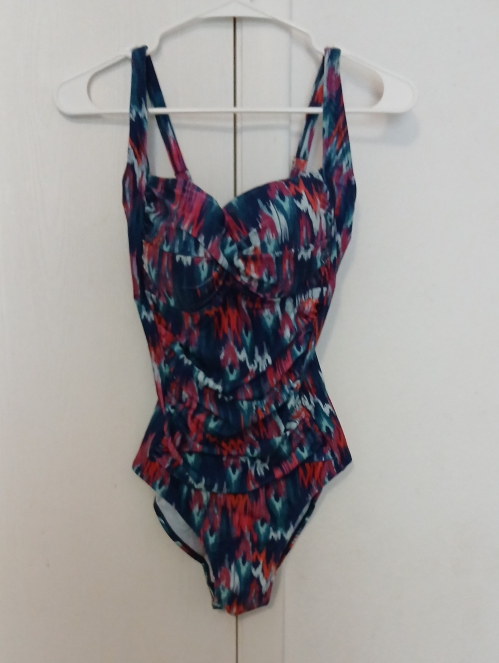 Navy Multi-Color Ruffled One-Piece Swimsuit